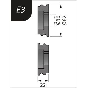 Rolki gnące Ø 62 x 26 x 22 mm do giętarki SBM 140-12 i 140-12 E Metallkraft typ E3 - 2